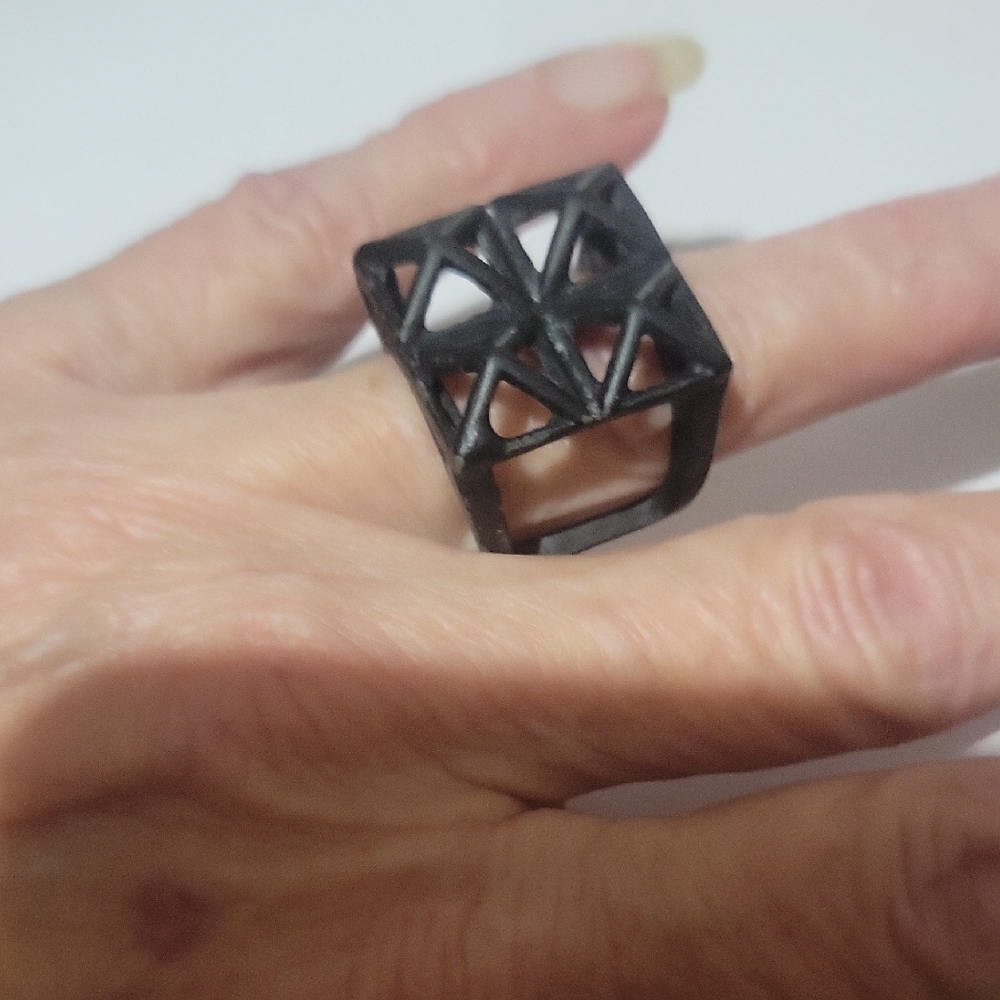 Geometric Black Metal Ring 6.5